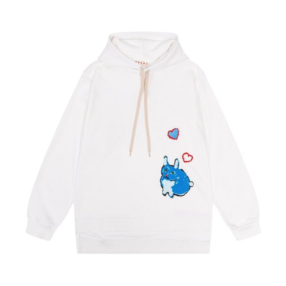 Marni White Split Hem Hooded Sweatshirt - Picture 2 of 5